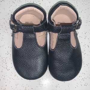 Black Leather T-Straps by Monkey Feet